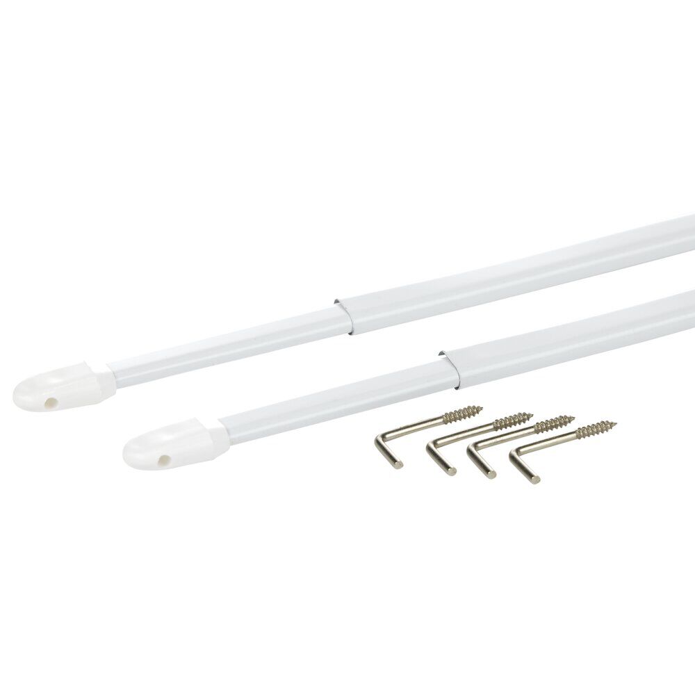 Tringle de vitrage Extensible 50-80 cm métal blanc x2