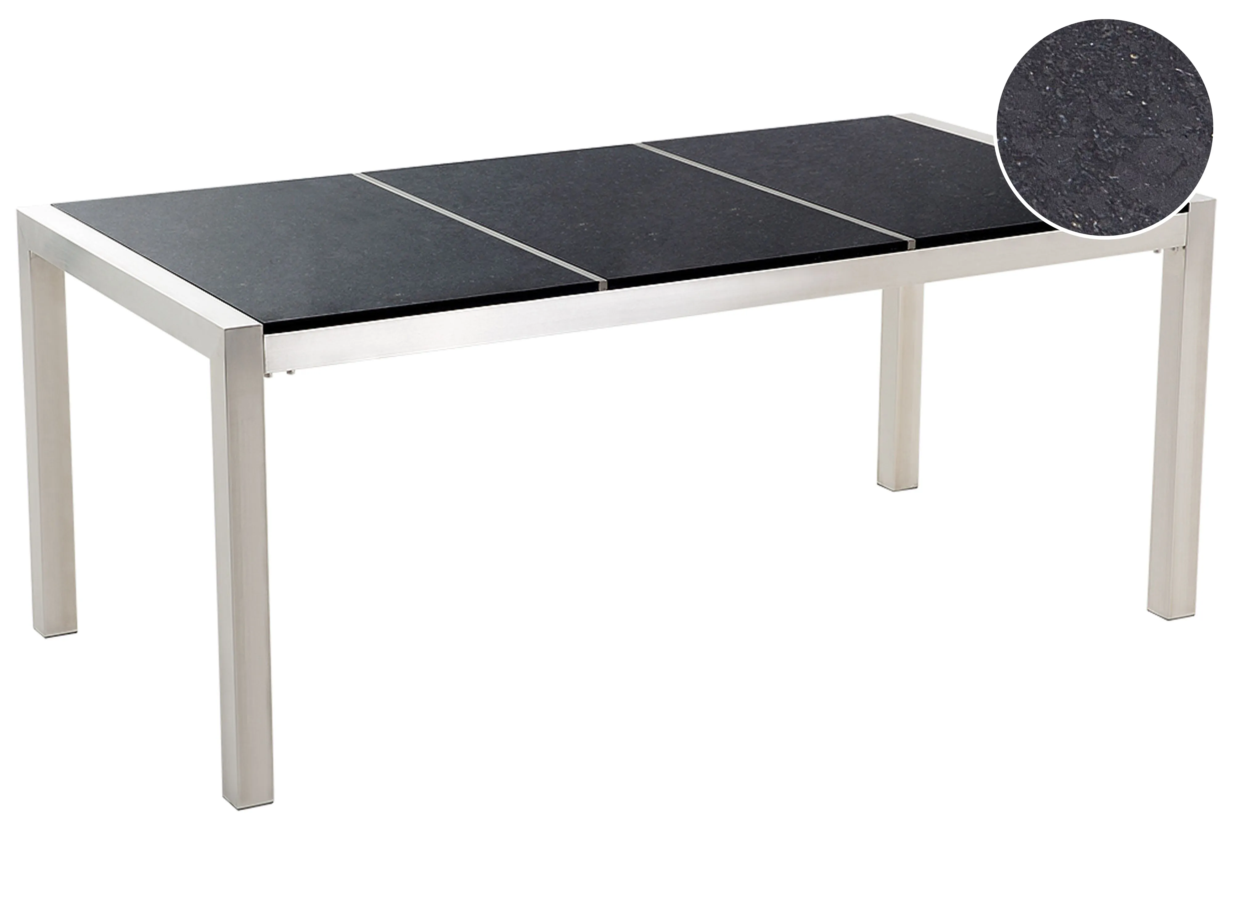 Garden Dining Table GROSSETO 180 cm 90 cm Polished Granite Black