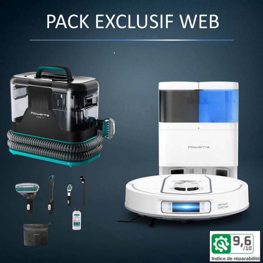 Pack Exclusif Web - Aspirateur robot X-PLORER 580 Max   Shampouineuse Clean-It
