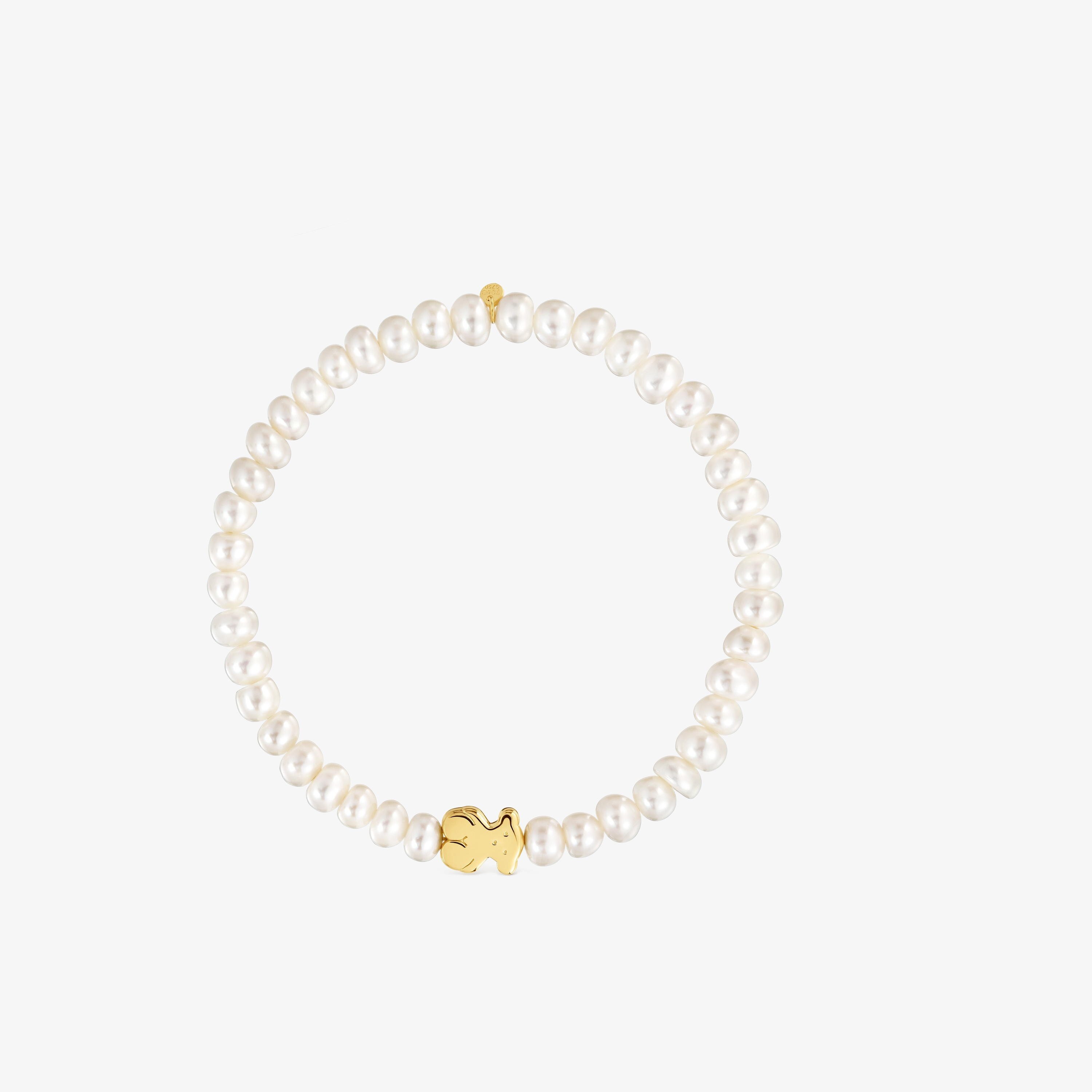 Pulsera elástica en oro amarillo y perlas cultivadas Sweet Dolls