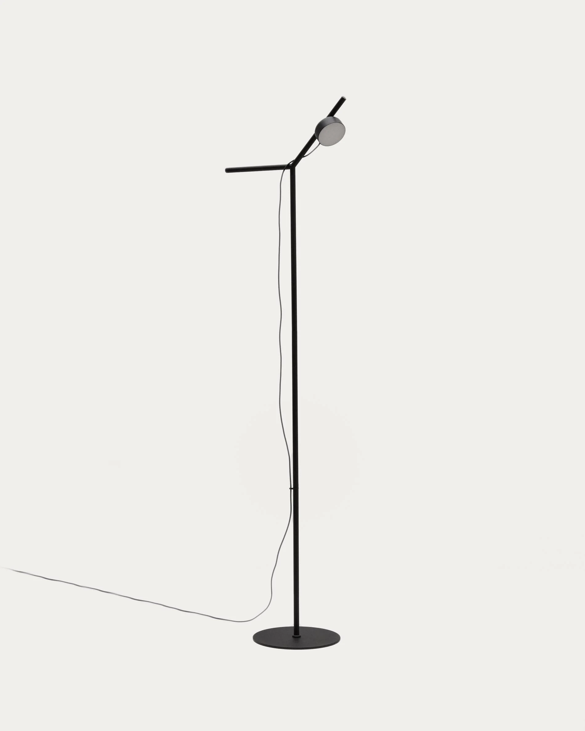 Orey black metal floor lamp with multi-position spotlight