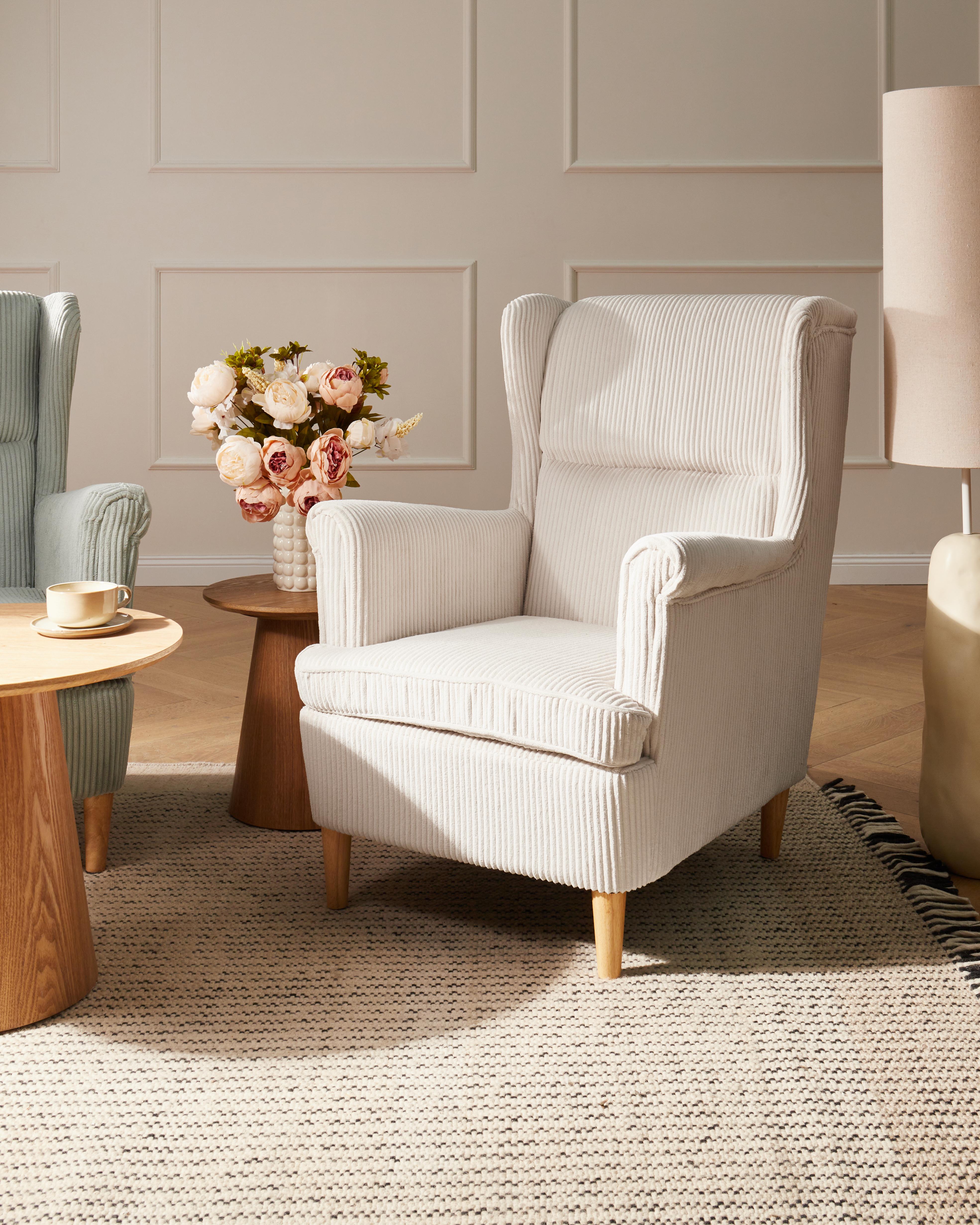 Wingback Chair ABSON Corduroy Light Beige