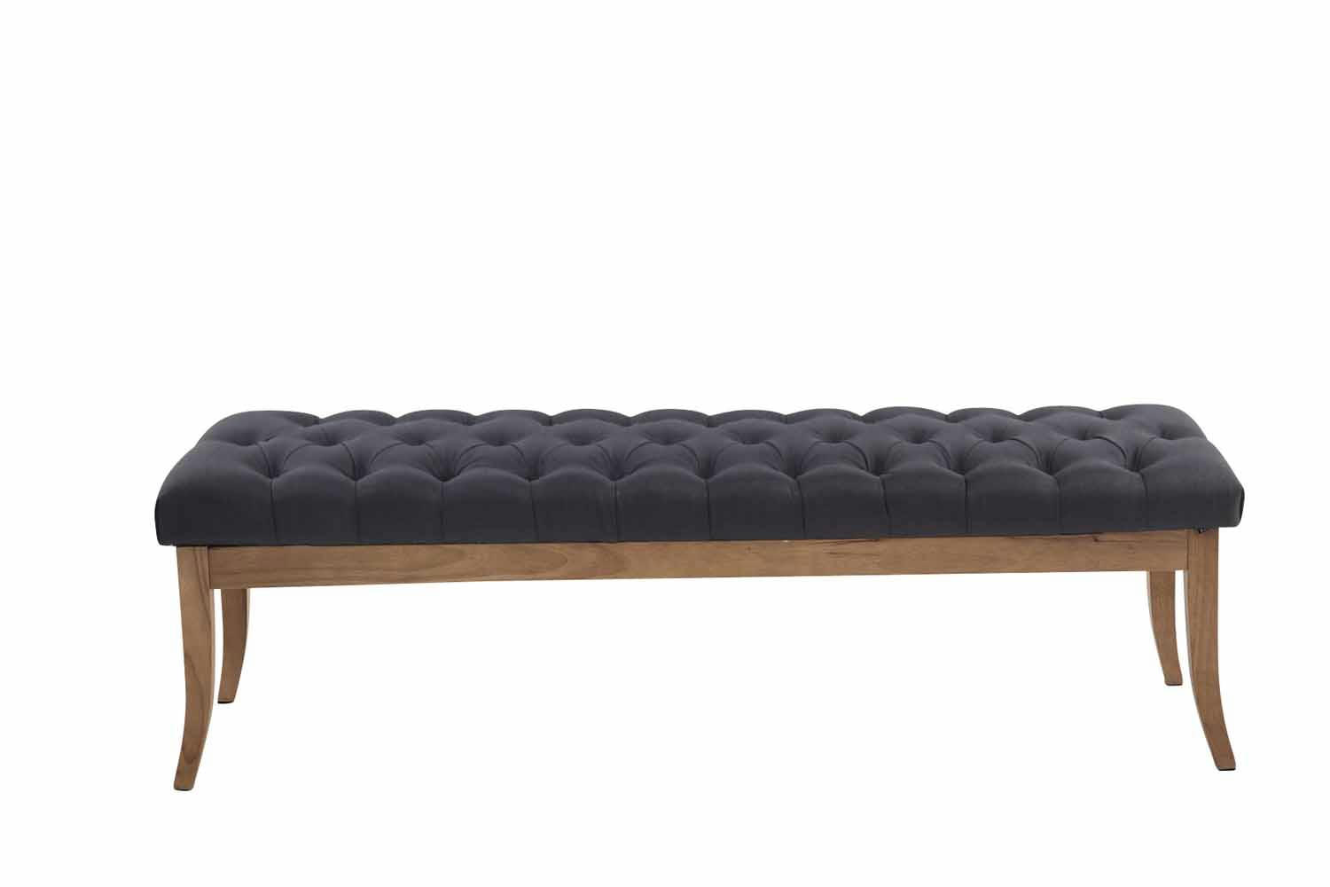 RAMSES - Banquette avec pieds en bois assise en tissu Noir