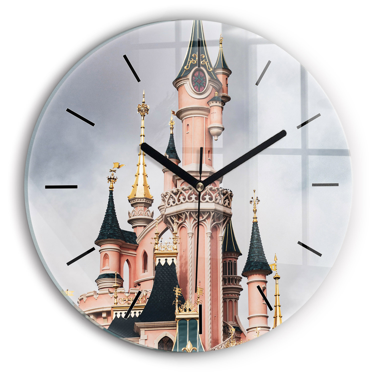 Cichy Zegar Dekoracyjny Zamek Disneyland w Paryżu fi30