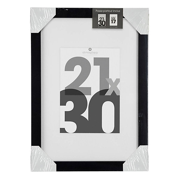 Cadre photo Eva - bois et verre - noir - 21x30 cm - Atmosphera