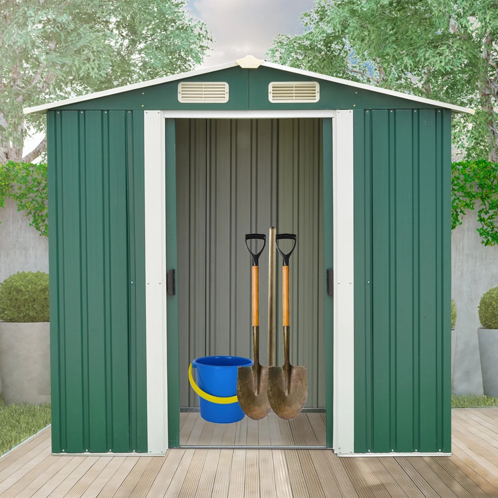 Kinbor 6x4-foot Heavy Duty Garden Storage Shed with Sliding Door