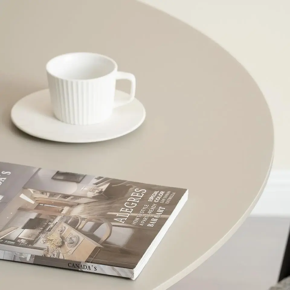 Artichok Richie houten eettafel beige - metalen onderstel - &Oslash;120 cm