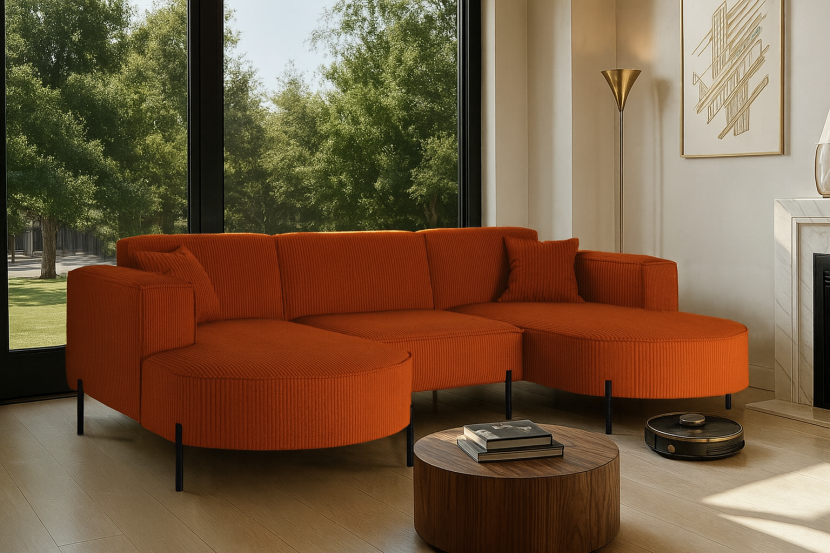 Narożnik, Sofa w kształcie U Modena Rein tkanina Poso Miedziany