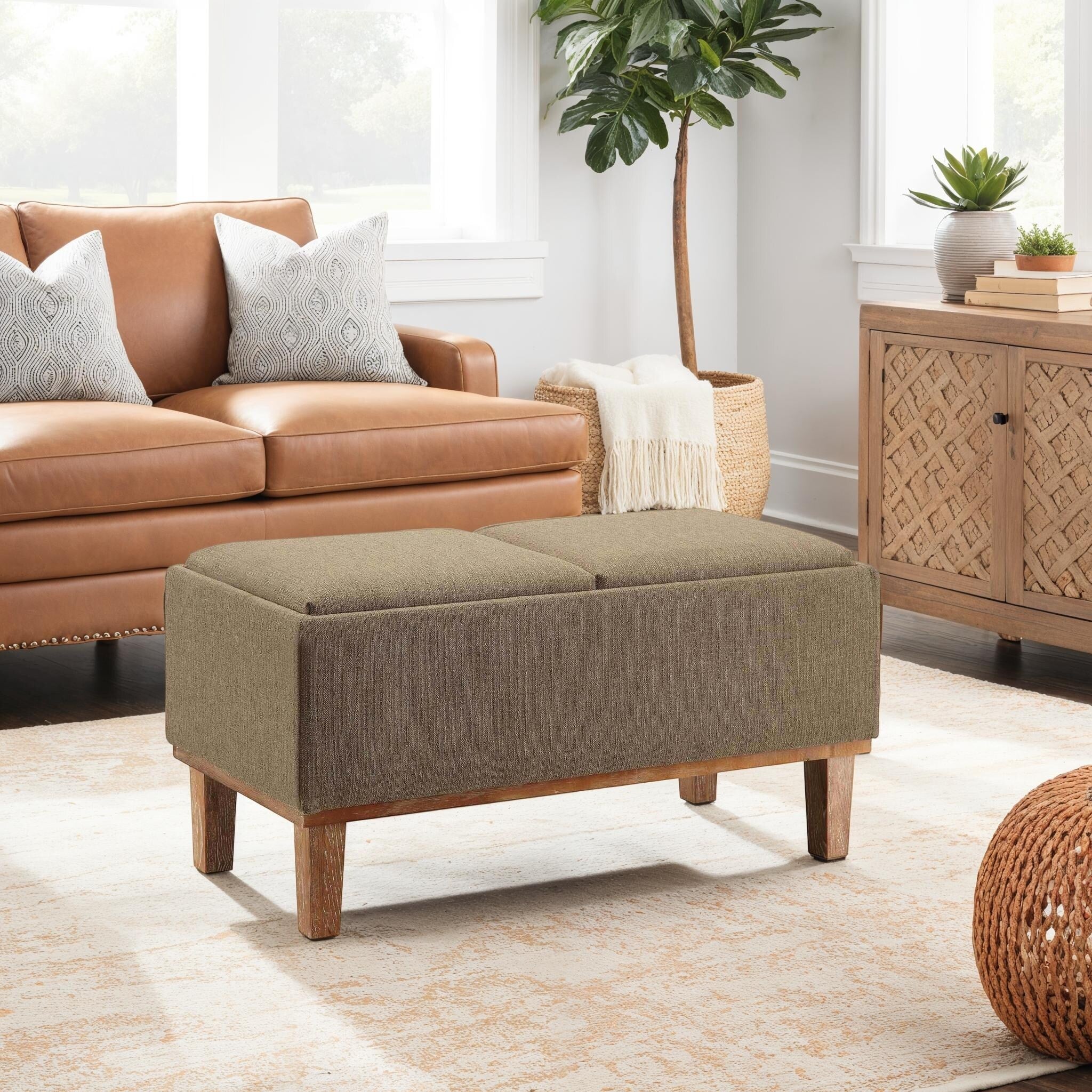 Convenience Concepts Designs4Comfort Brentwood Storage Ottoman with Reversible Trays