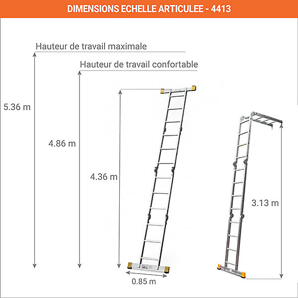 Echelle articulée: longueur d'échelle 4.36m - 4413
