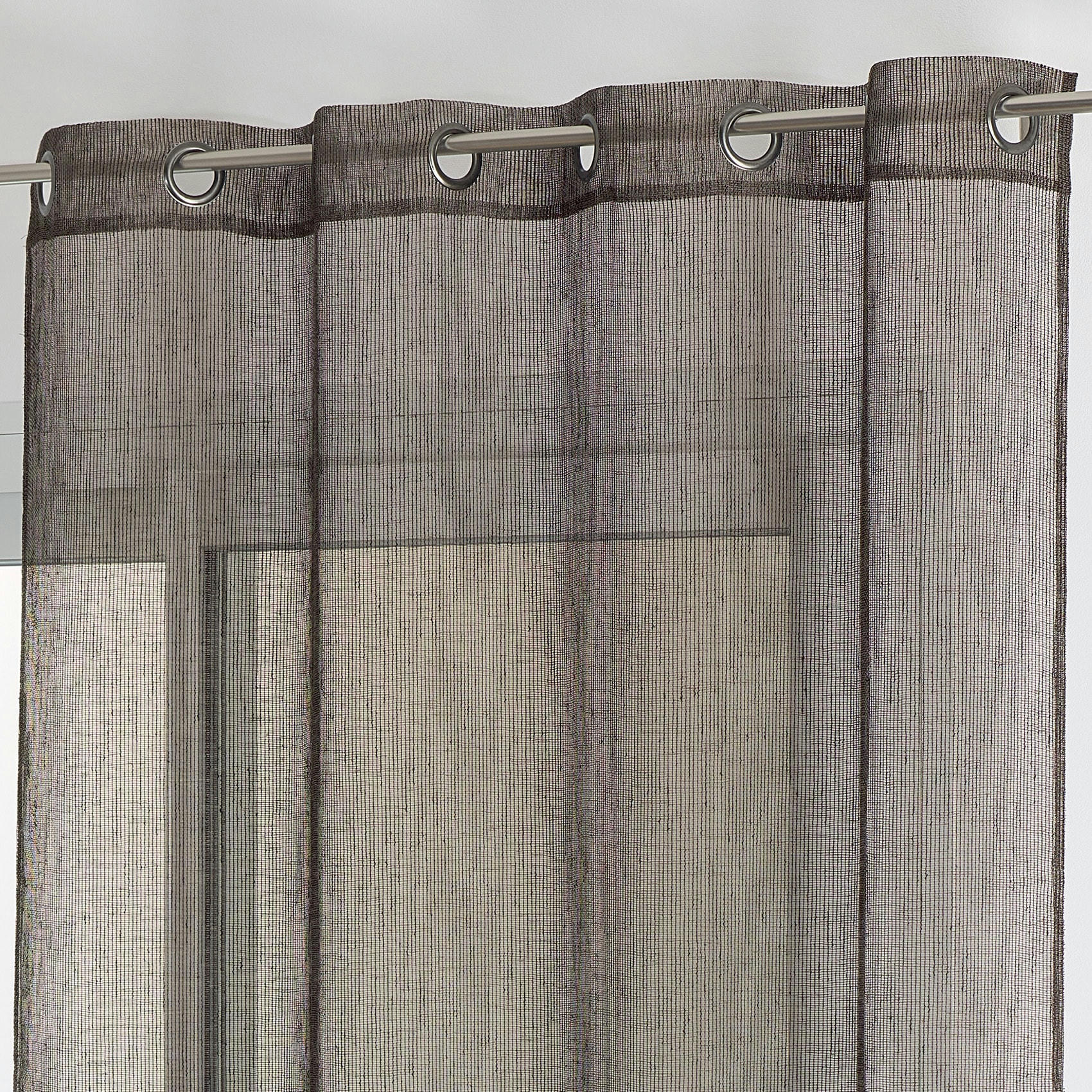 - Voilage tamisant en filet rustique polyester taupe 140x240 cm