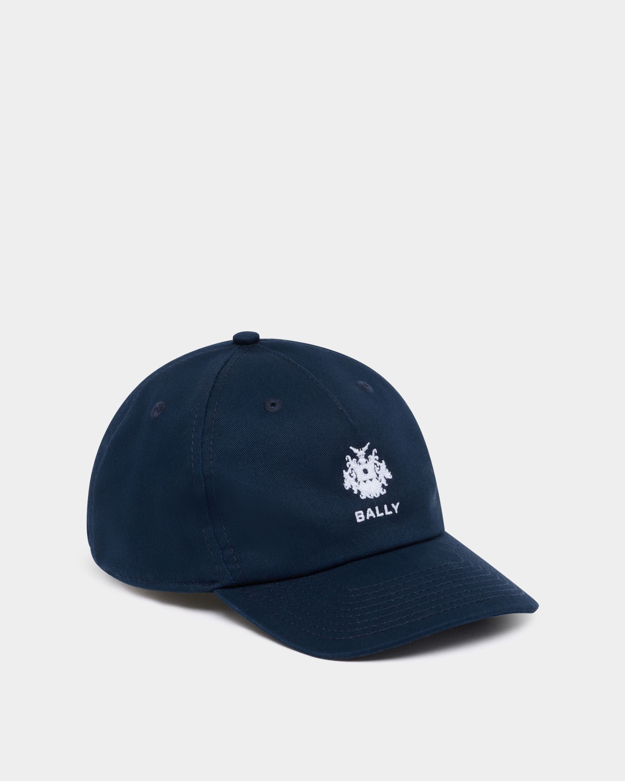 Baseballmütze aus Baumwolle in Navy Blue mit einfarbigem Bally-Crest-Wappen