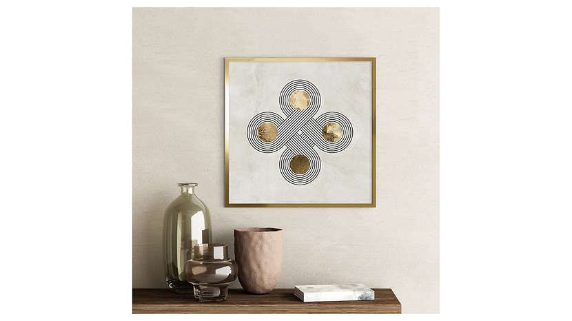 Obraz w ramie Circles From Lines With Gold No.1 73x73 cm