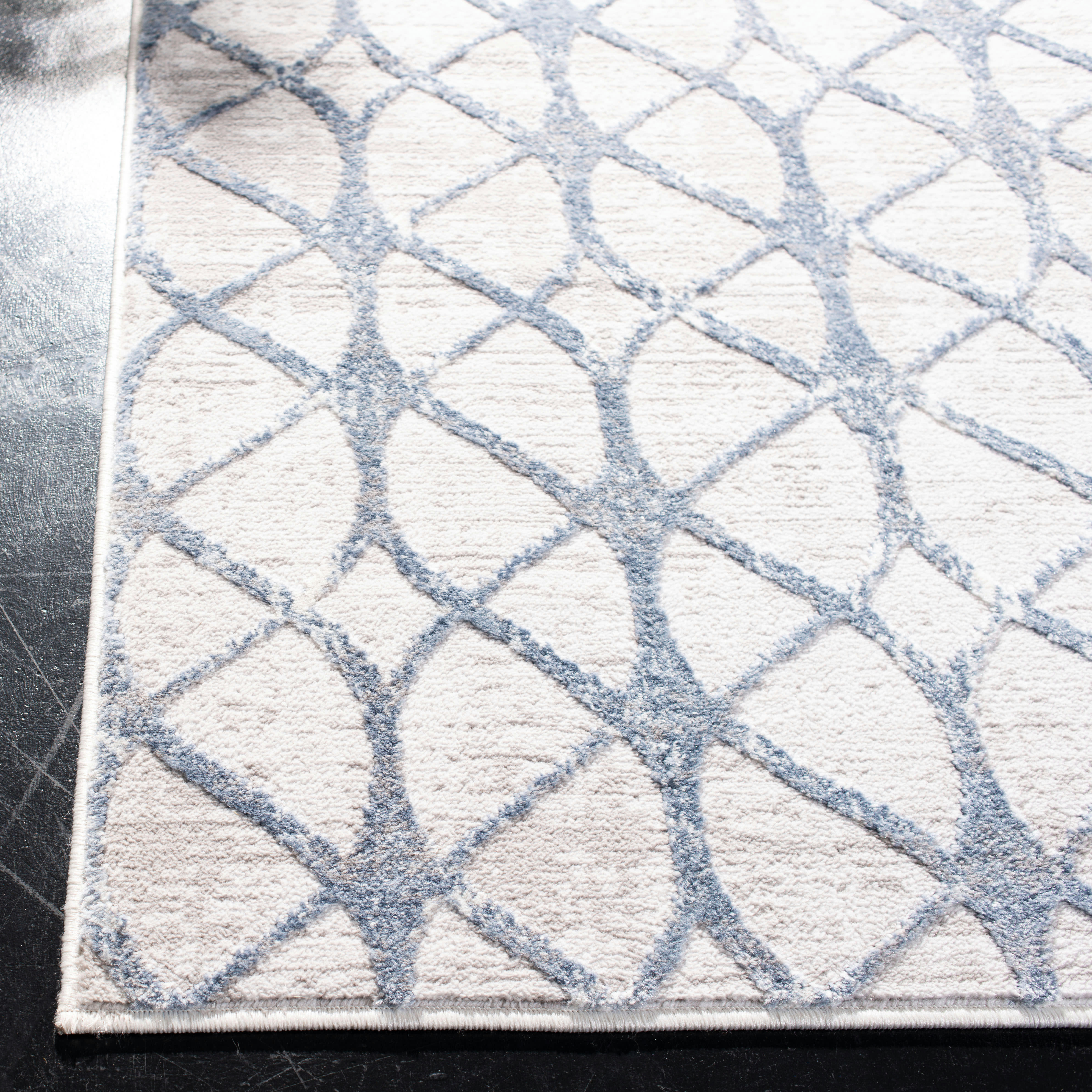 AMELIA - Tapis de salon interieur en gris & bleu, 91 x 152 cm