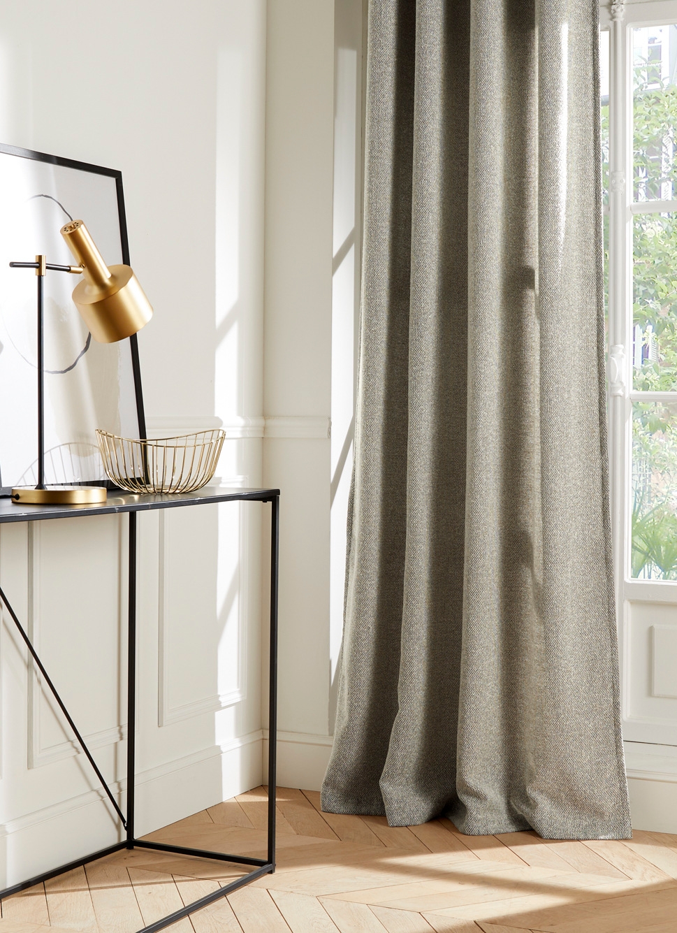 RIDEAU CHINÉ SARA NATUREL / NOIR