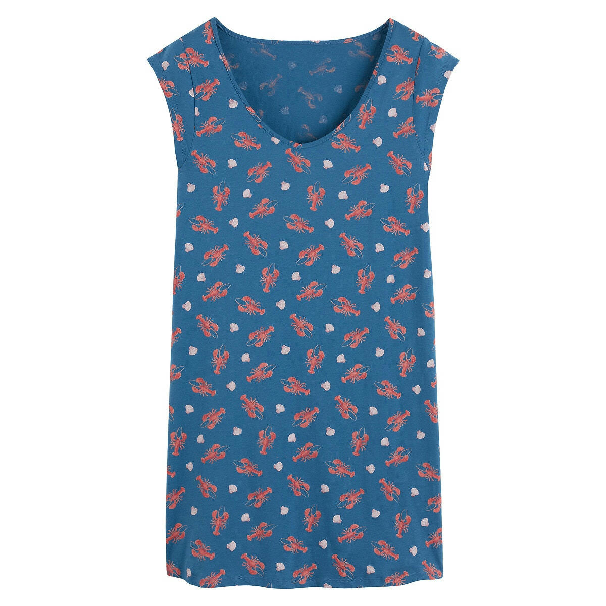Chemise de nuit imprimée, maille pur coton