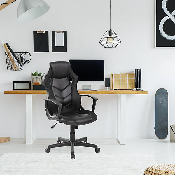 Fauteuil de jeu Fauteuil de bureau exécutif en cuir synthétique noir