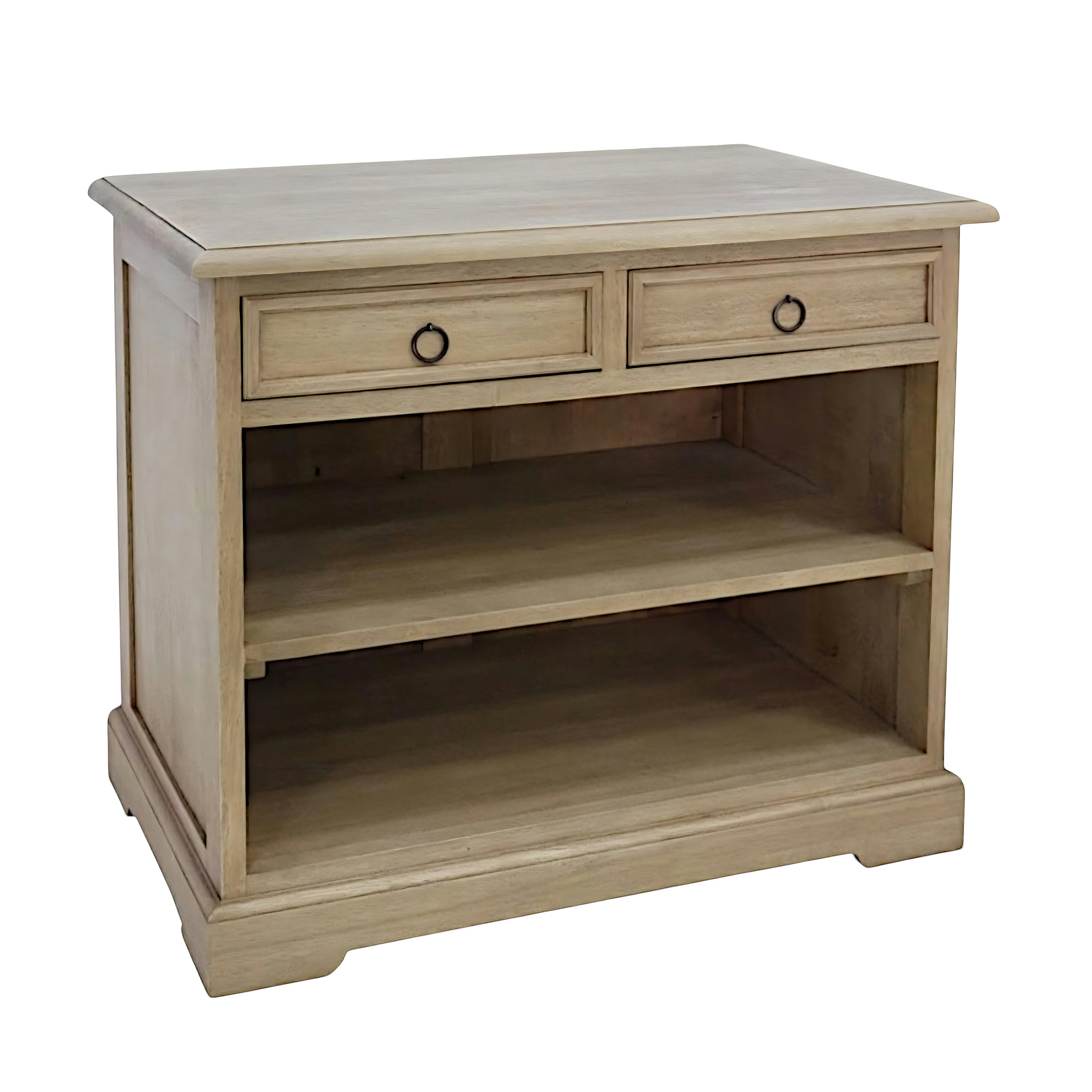 Meuble TV Hévéa 2 tiroirs, 2 niches 76x47x64cm TRADITION