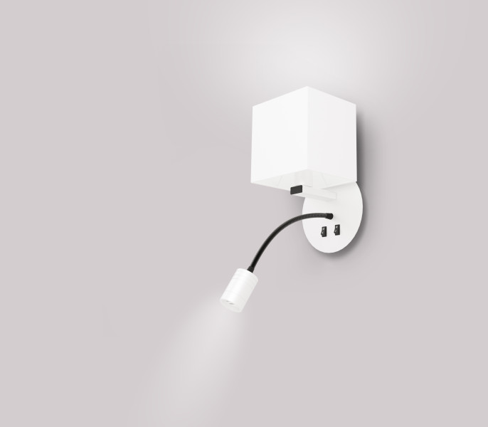 1 LAMPA magnum kinkiet okragły 1x40w e27 3w led abażur kwadrat biały