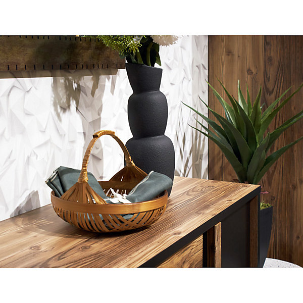 Corbeille - Panier rond D. 28 cm avec tressage en bambou - GIDEON