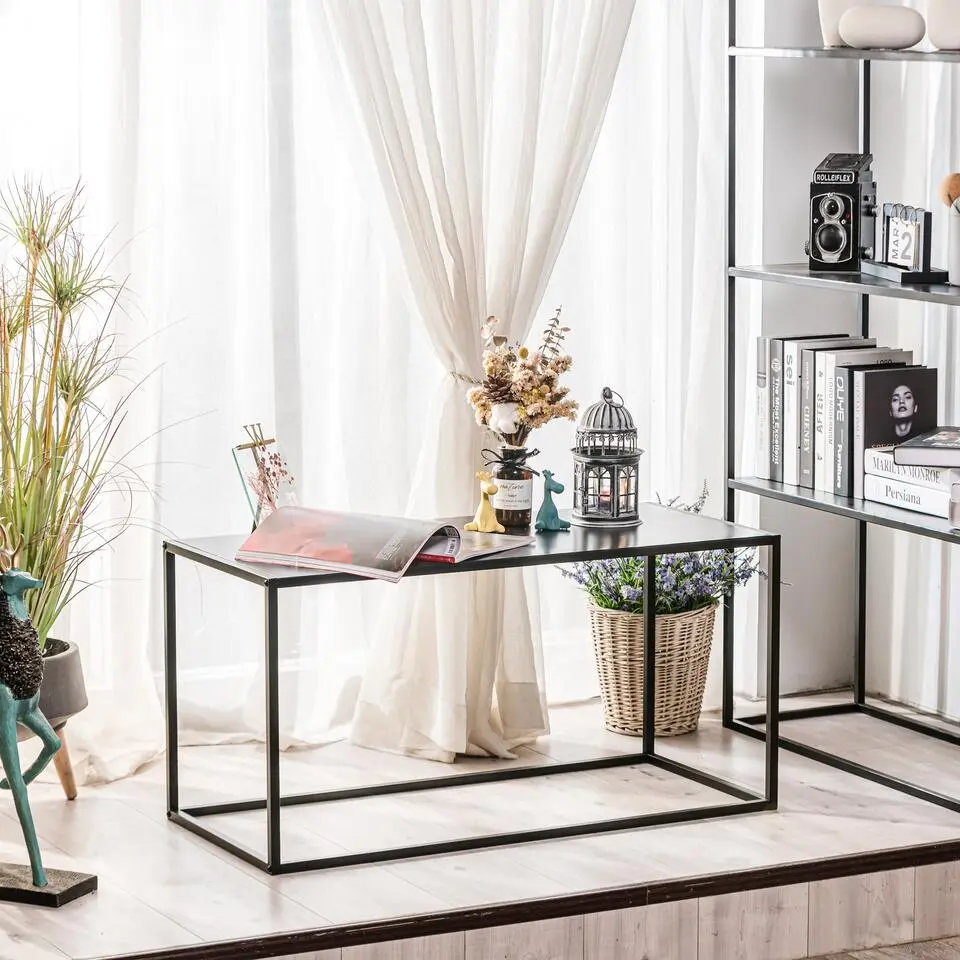 Industri?le zwarte metalen salontafel