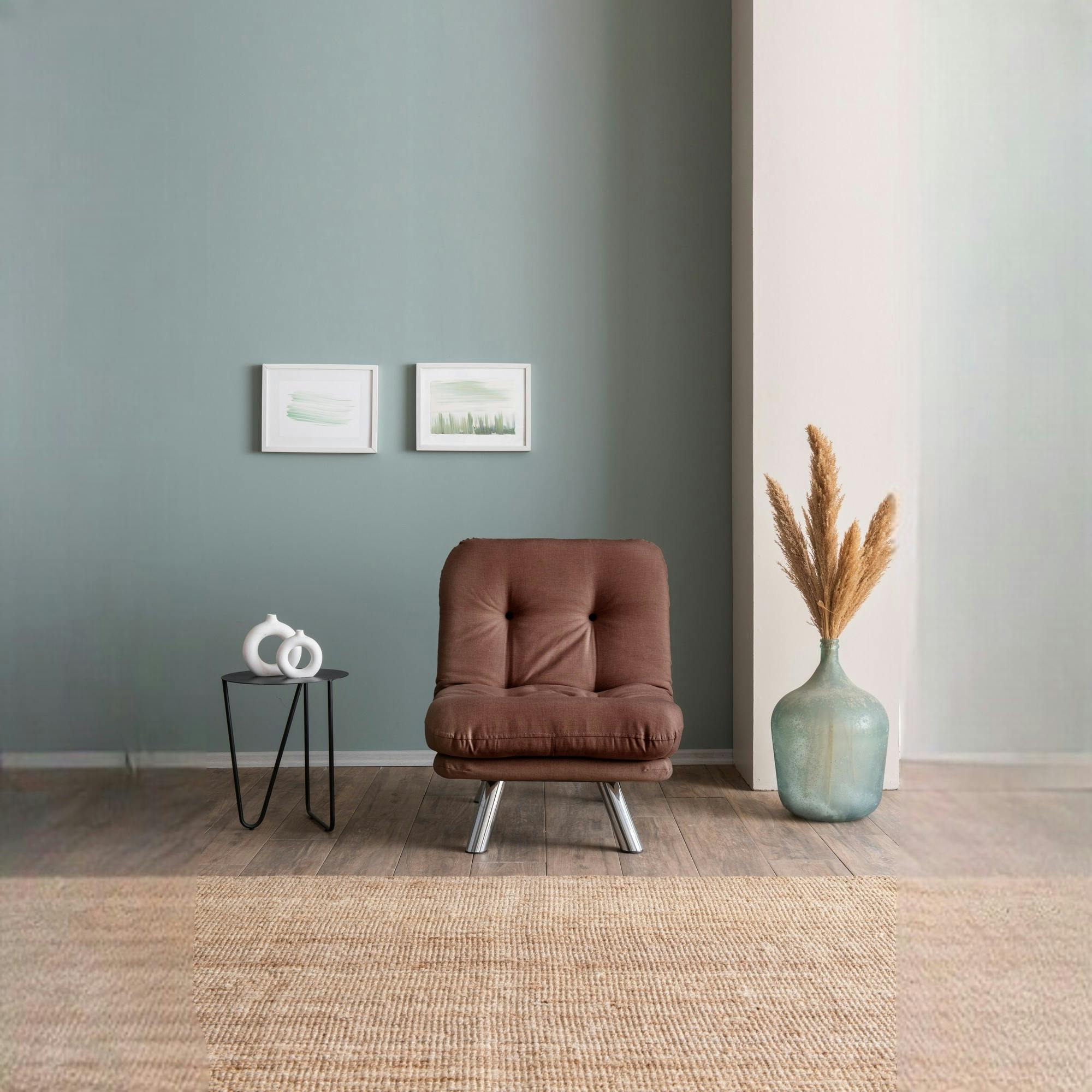 Fauteuil convertible banquette marron pieds chromés CUSCO