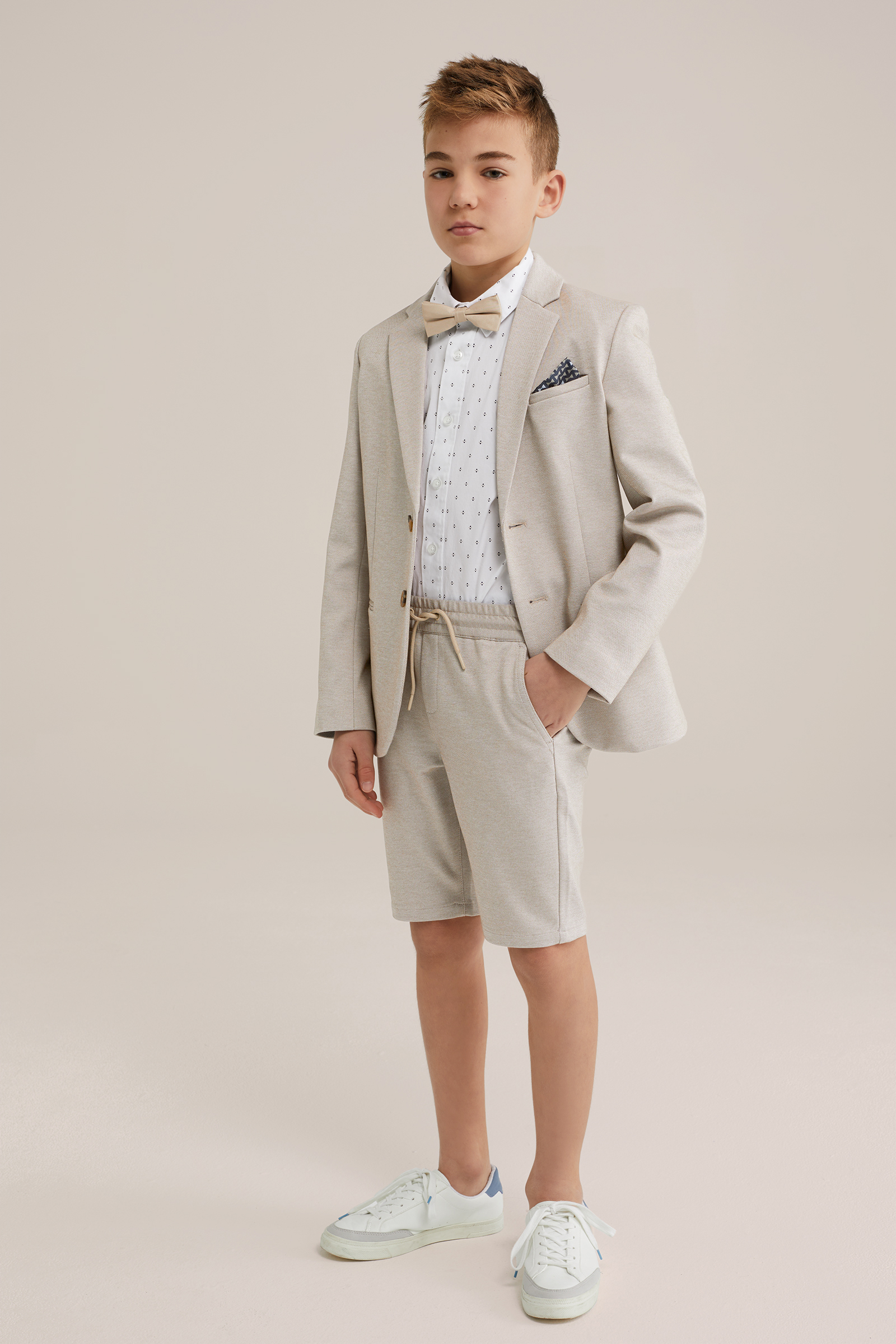 Jongens slim fit gem&ecirc;leerde short