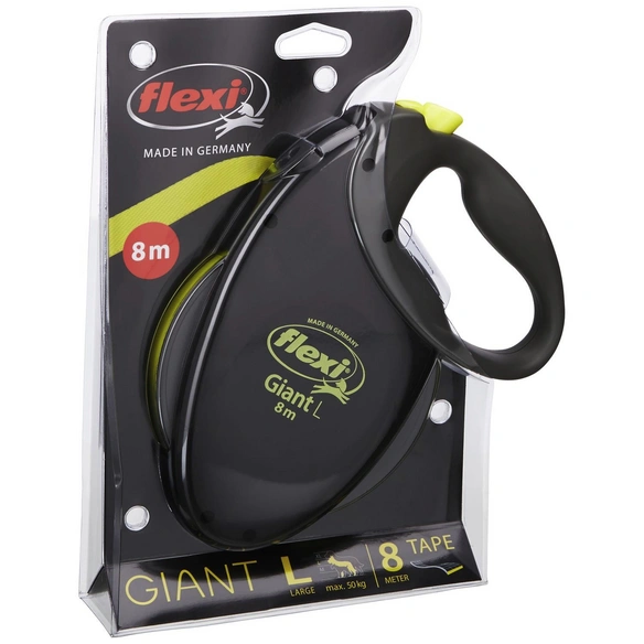 Hundeleine, Giant, L, Kunststoff | Metall, Schwarz | Neongelb