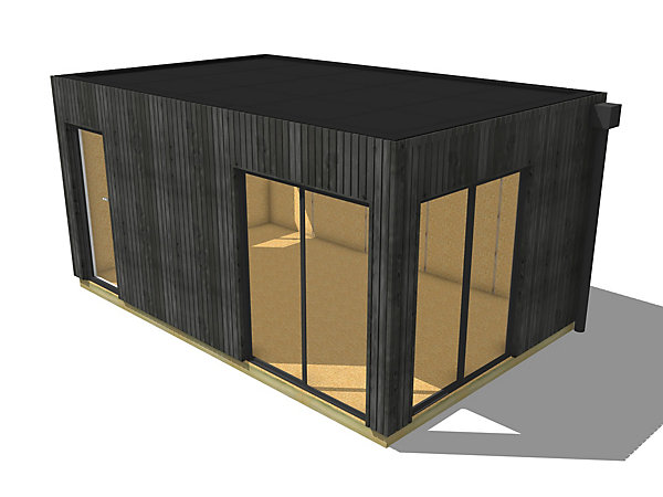 Extension bois traité autoclave en bois 5,5 x 3,5 x 2,7 m avec plancher isolé