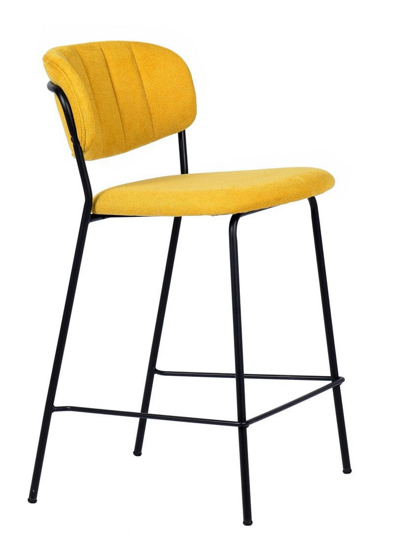 BELLAGIO - Tabouret de comptoir tissu jaune