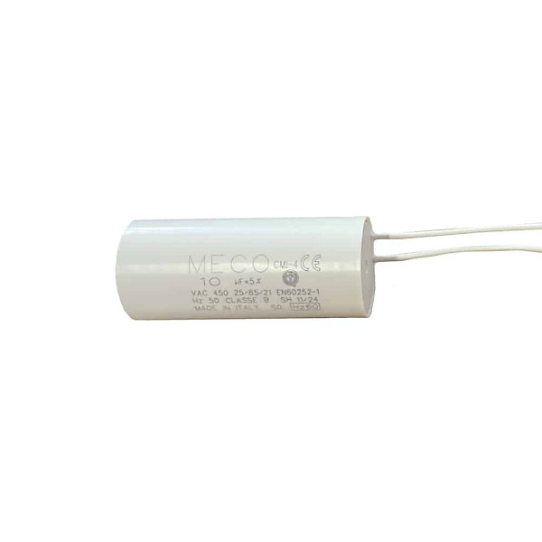 Condensateur ALLOTECH MECO 10 µF universel (CMI4 1004) fil et fond plat pour moteur de store et électroménager