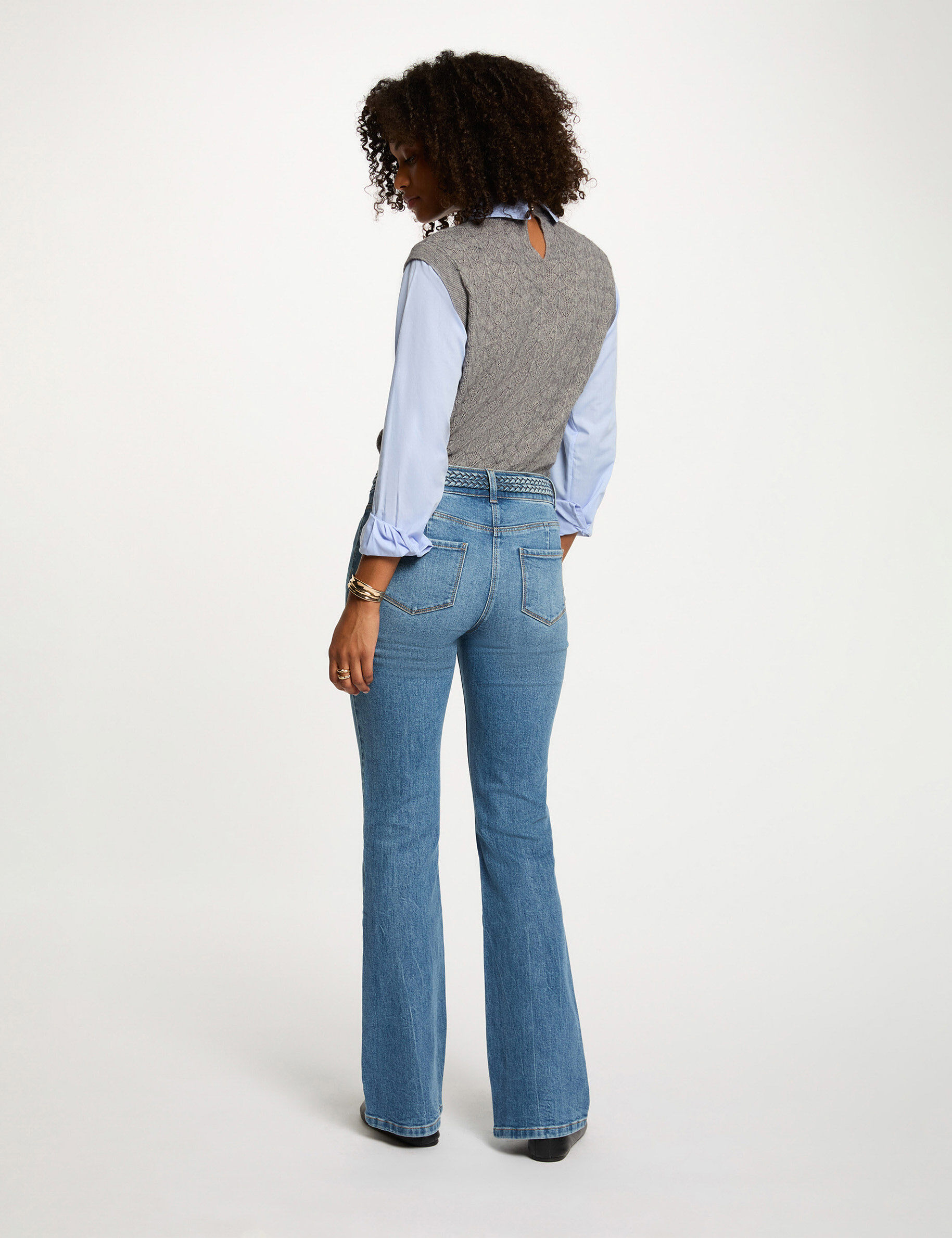 Sweater With Shirt-Style Collar Light Grey Women