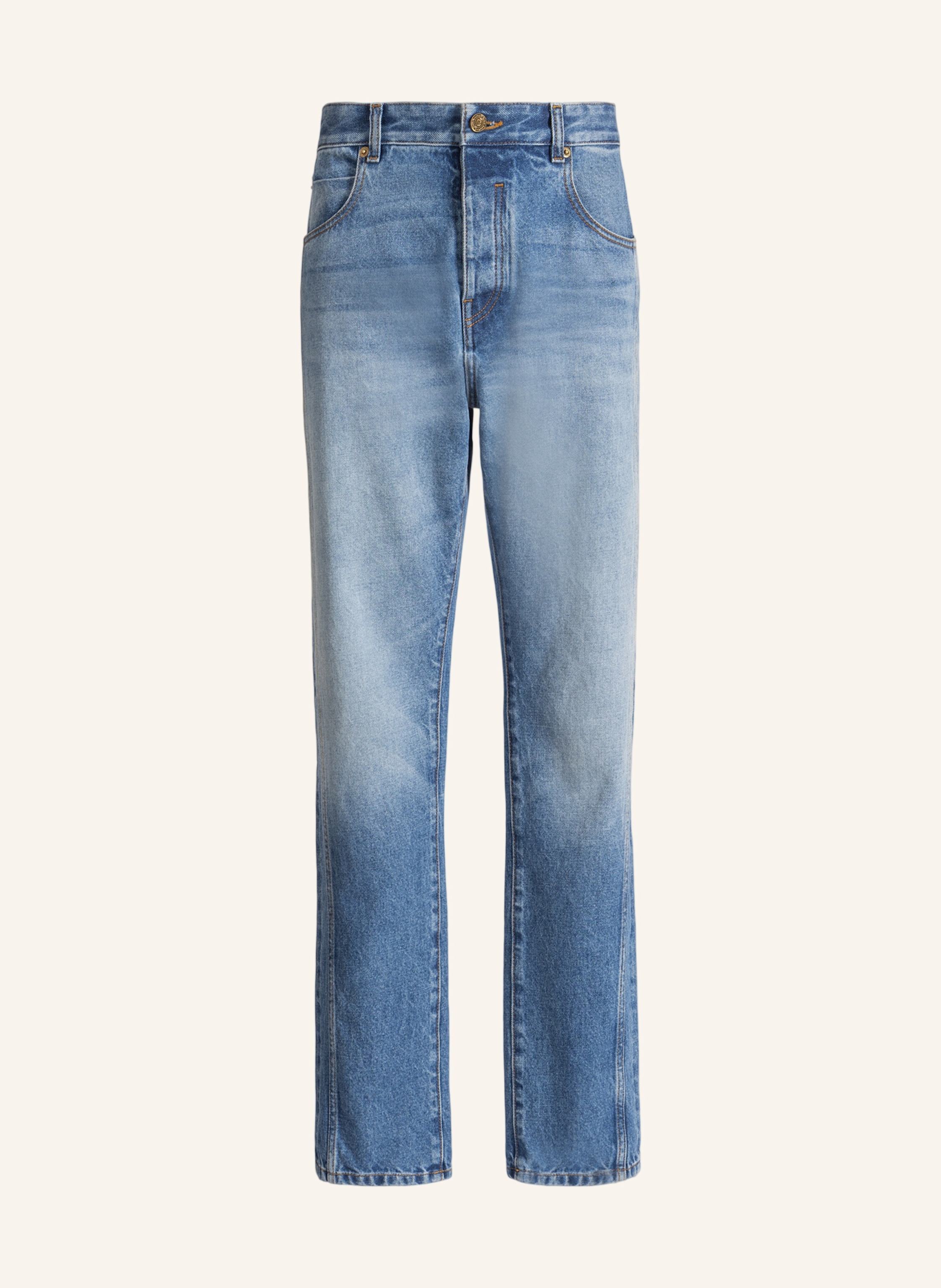 BALMAIN Gerade Jeans aus verwaschenem Denim in Blue