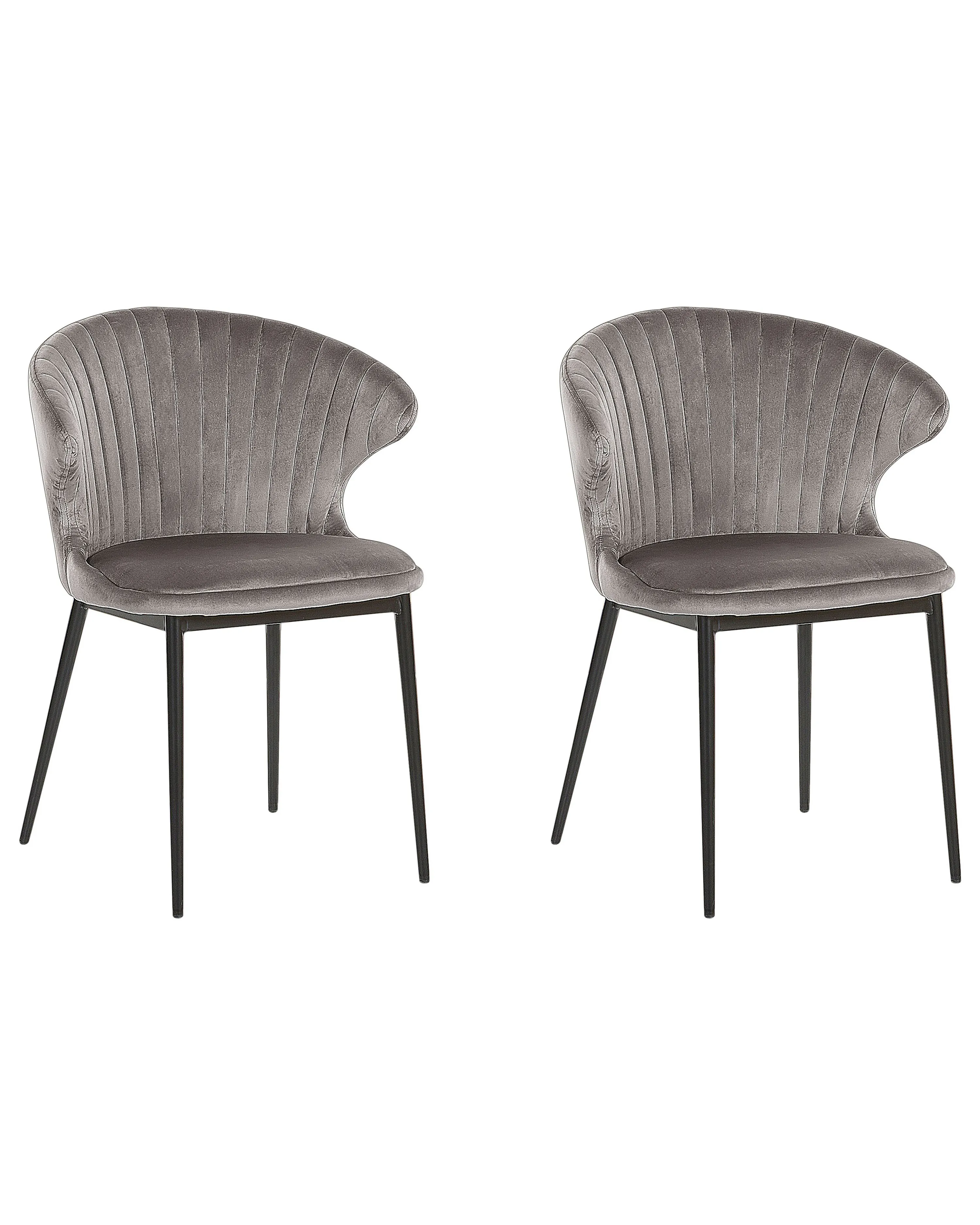 Set of 2 Dining Chairs AUGUSTA Velvet Grey