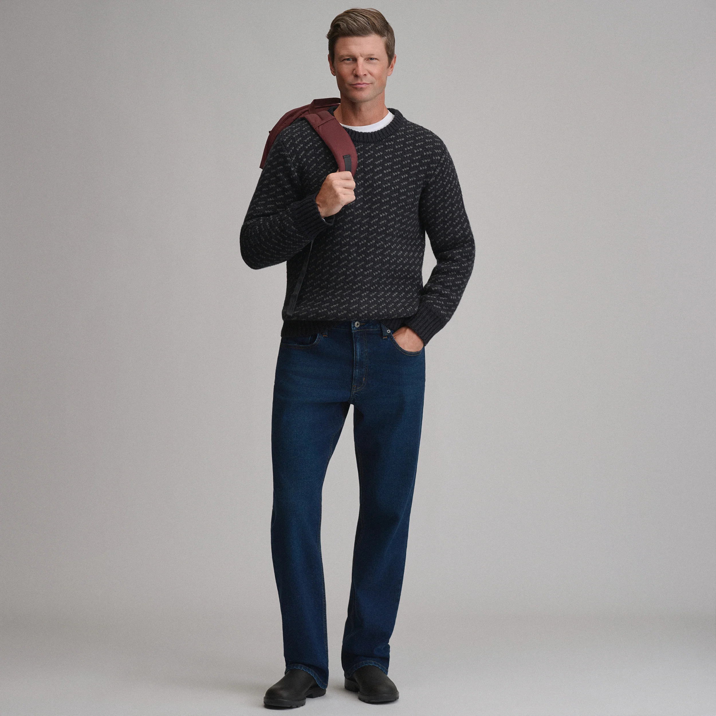 Men's Holiday Festive Birdseye Crew Sweater