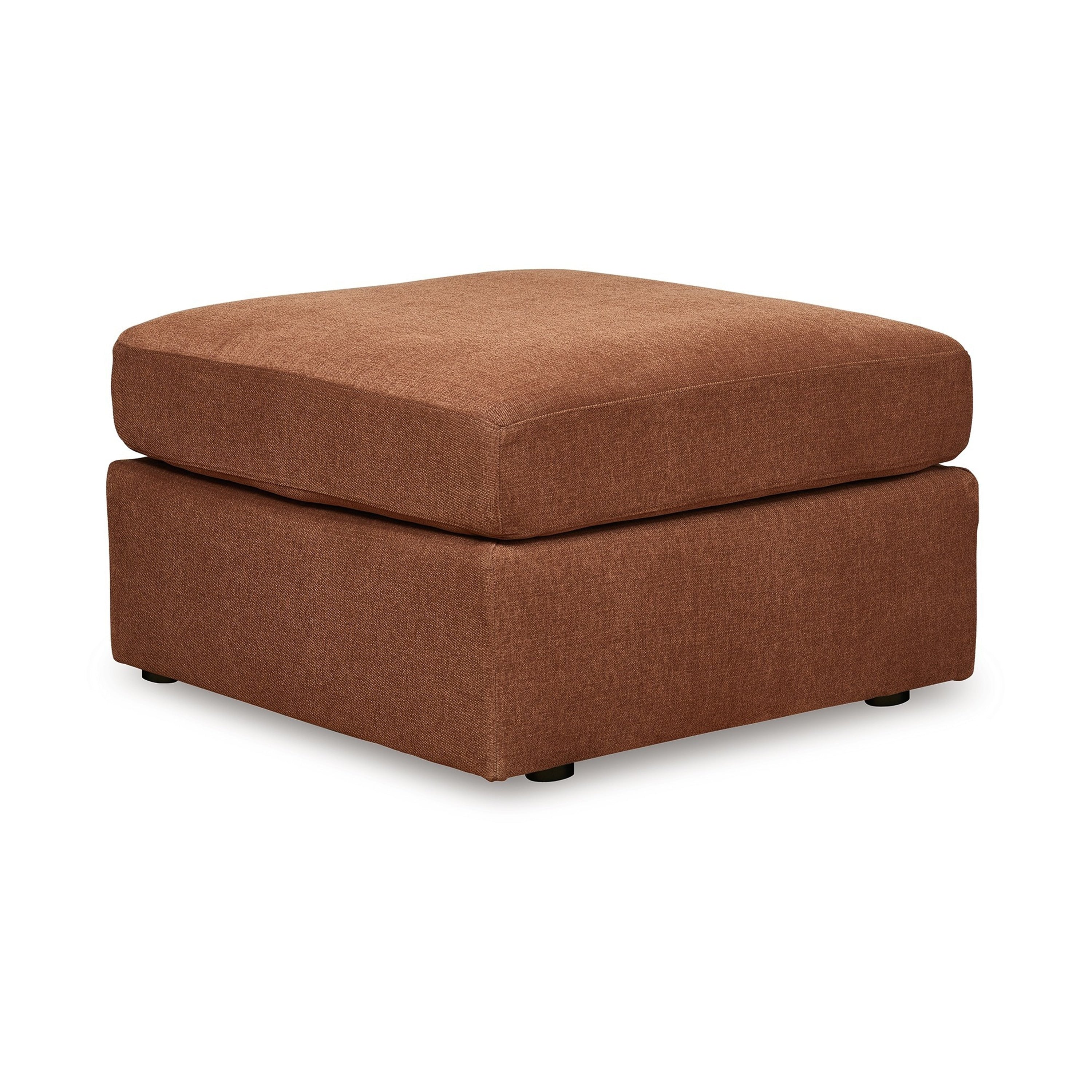 Meso Oversized Square Ottoman, Spice Orange Nuvella Polyester, 32 Inch