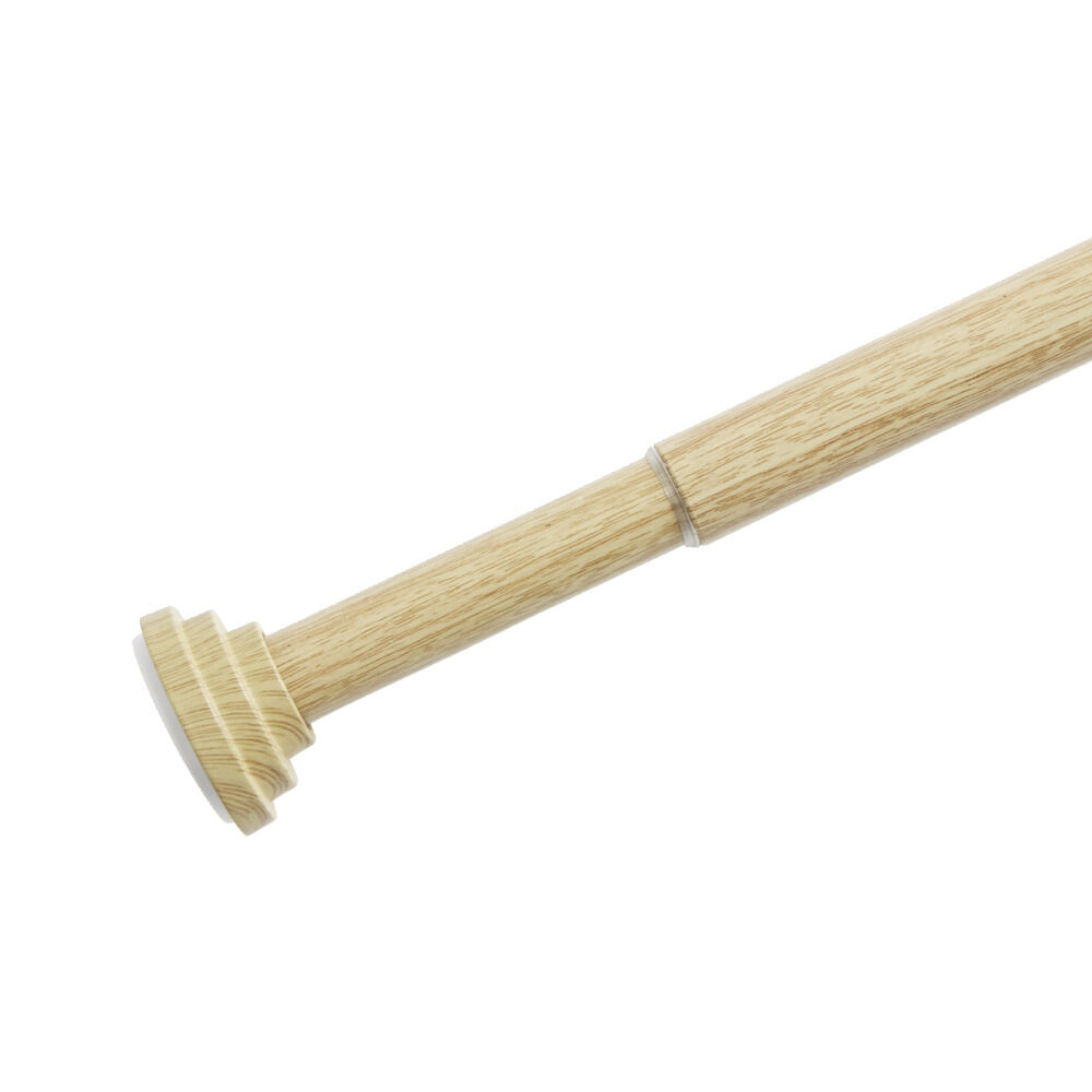 Tringle à rideaux poussoir alu aspect bois clair extensible 110-200cm