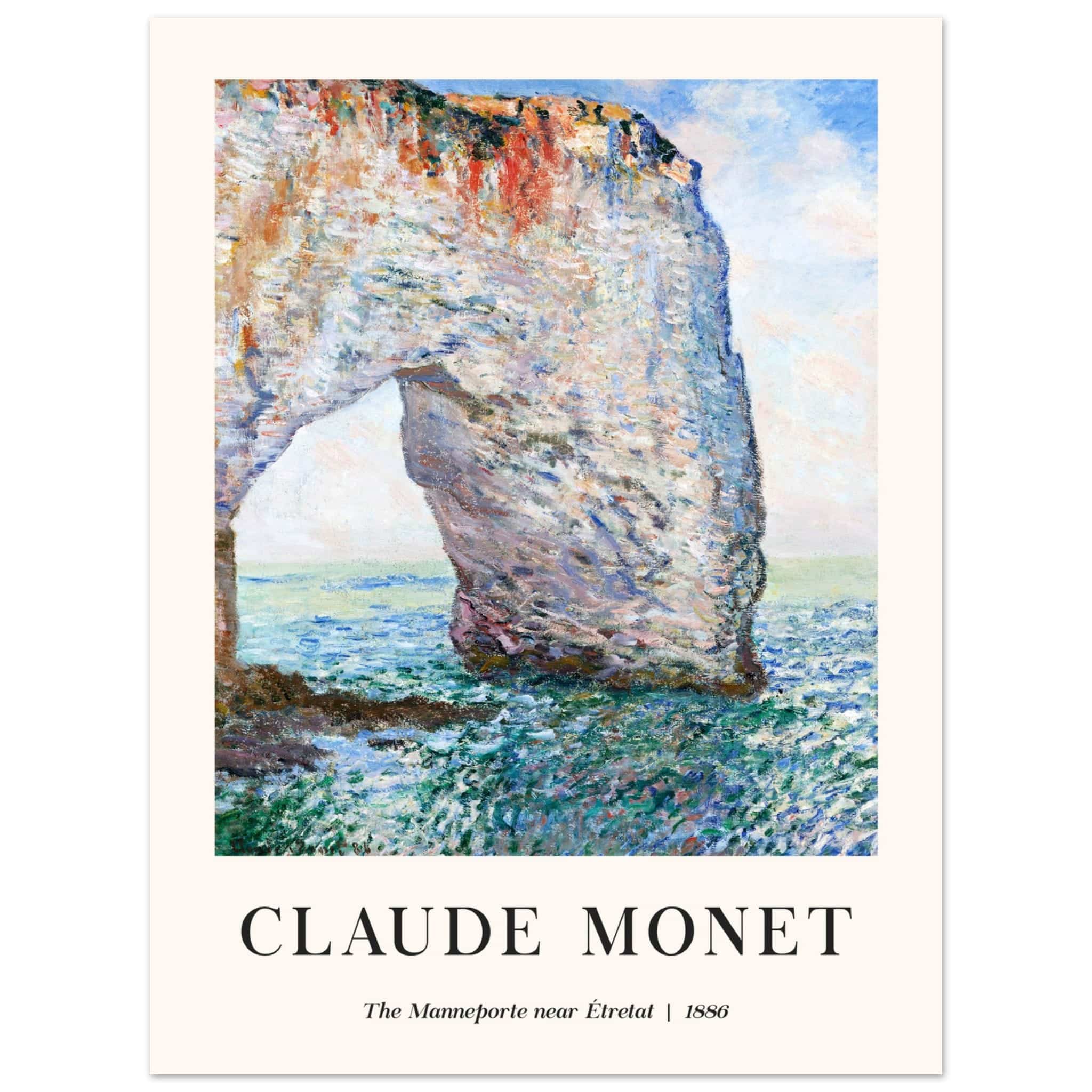 Artfulprints Poster Claude Monet - The Manneport near Étretat  - 30x40 cm - Lichtblauw