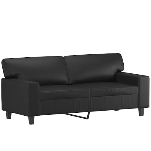 NNEVL 2 Piece Sofa Set with Pillows Black Faux Leather