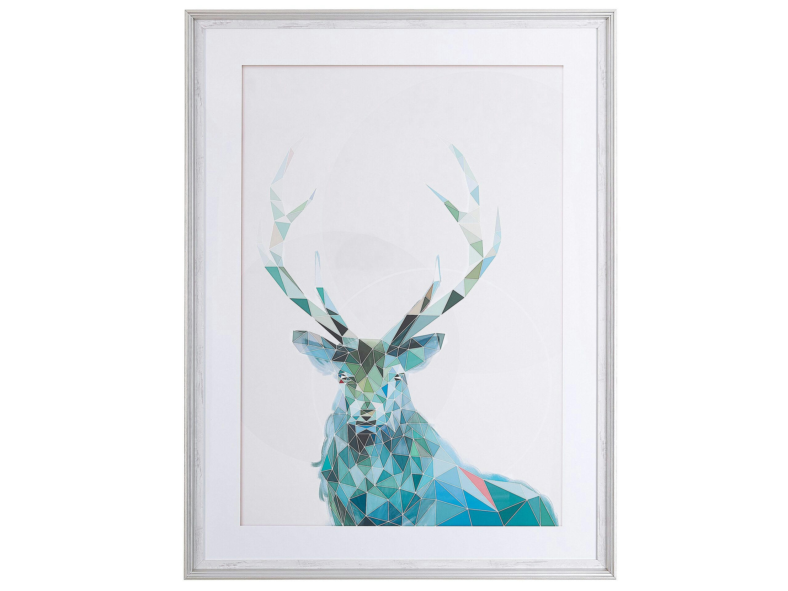 KAYES - Tableau décoratif cerf bleu 60 x 80 cm