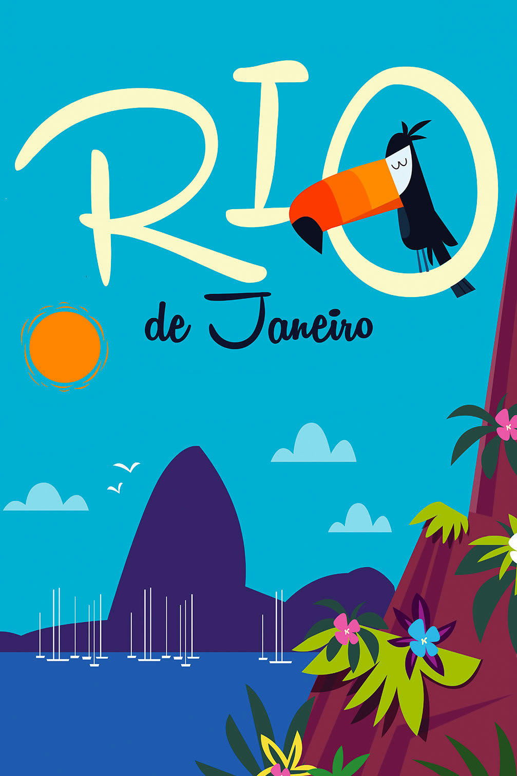 - Tableau toucan à rio de janeiro imprimé sur toile 80x120cm