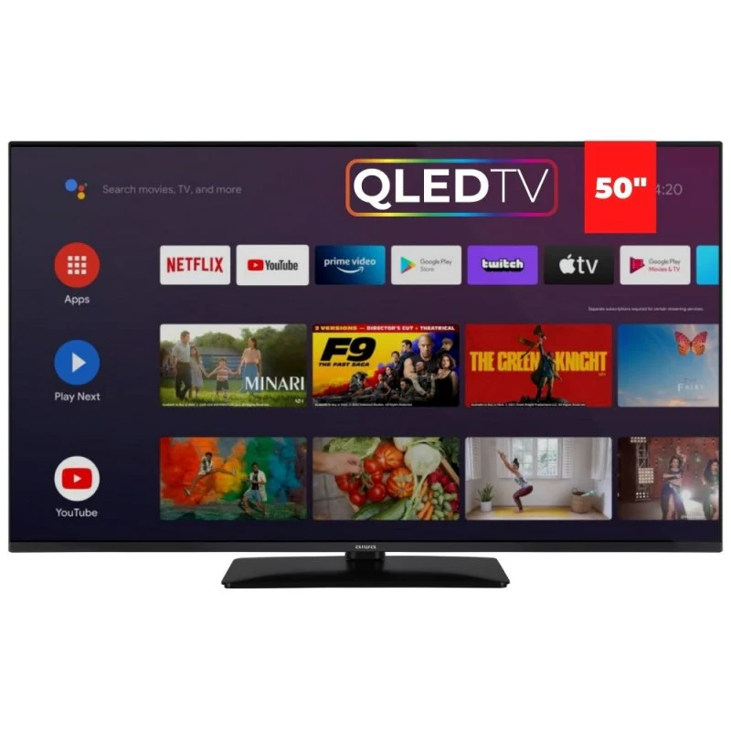 Aiwa LED TV 43Inch Smart Android, QLED, 3 HDMI, 2 USB, Chromecast built-in, Netflix