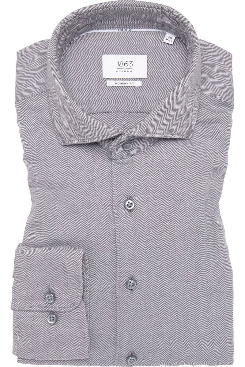 ETERNA 1863 Modern Fit Tencel Hemd silber, Strukturiert