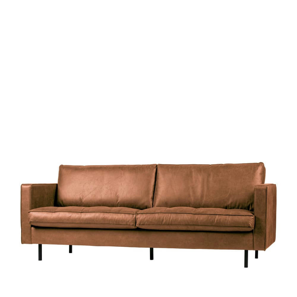 BRONCO - Canapé 3 places vintage capitonné cognac