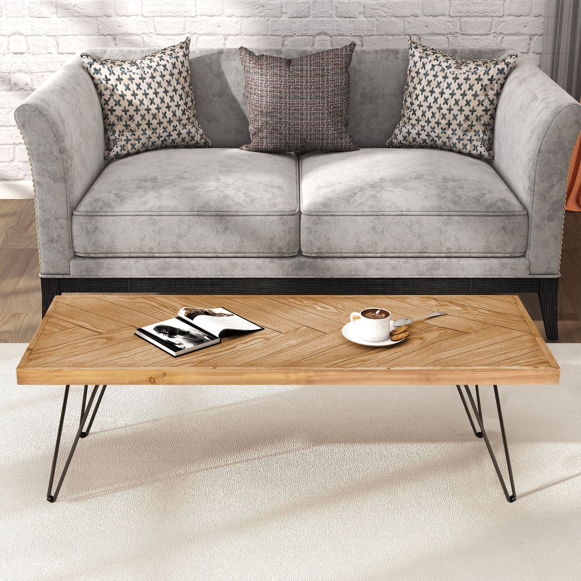 Rectangular Wooden Coffee Table, Small Space Table, Cocktail Table Modern Sofa Side Table for Living Room Office