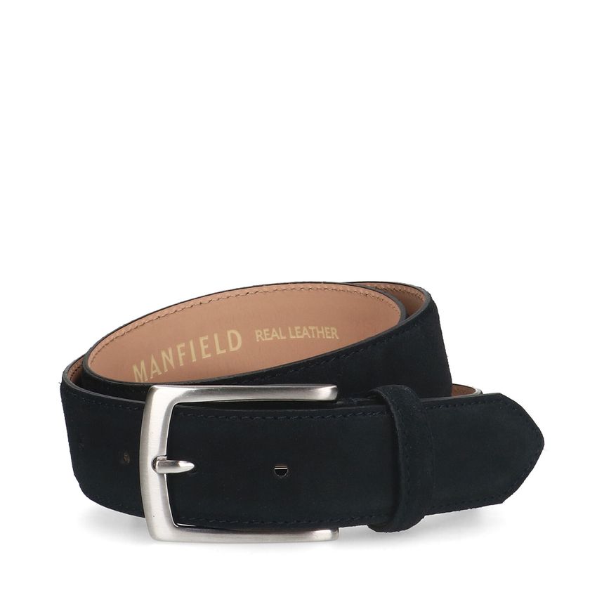 Manfield Donkerblauwe suède riem