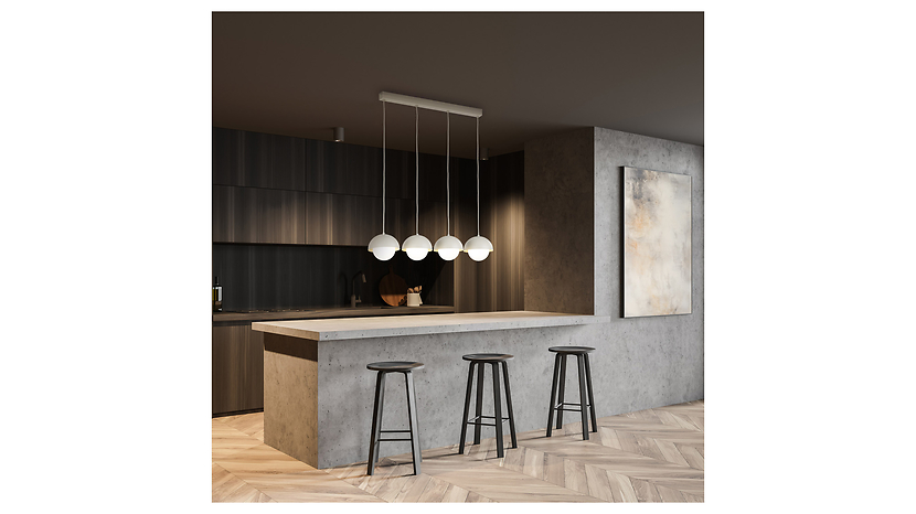 Lampa wisząca Bono 4-punktowa szklana beżowo-biała