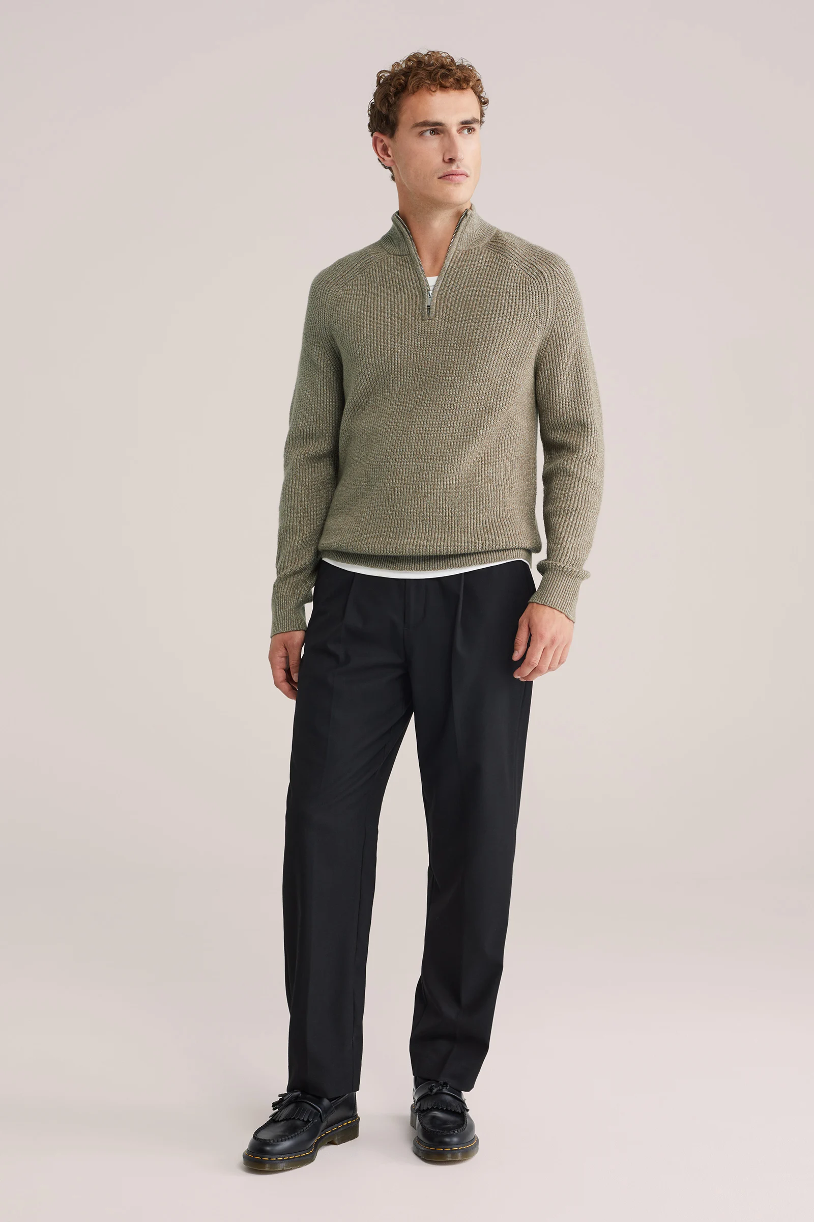 Heren regular fit trui met quarter-zip