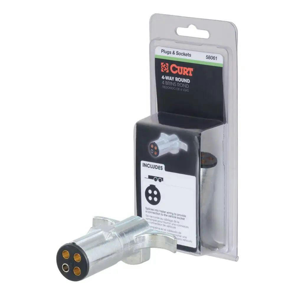 CURT 4-Way Round Connector Plug (Trailer Side, Packaged)