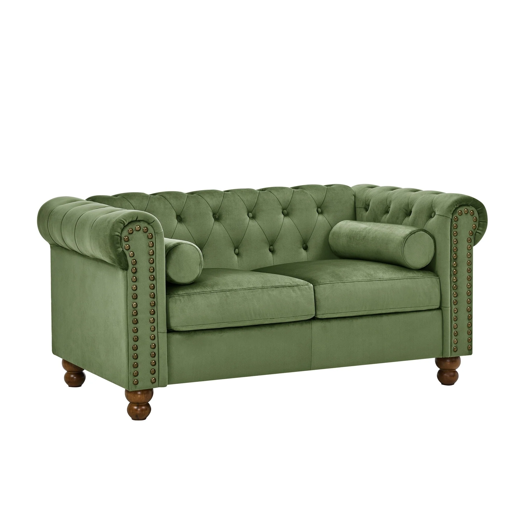 Green 55'' Velvet 2-Seater Sofa with Button Tufted Back